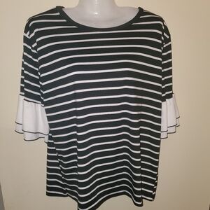 Striped Black and White Women's Top